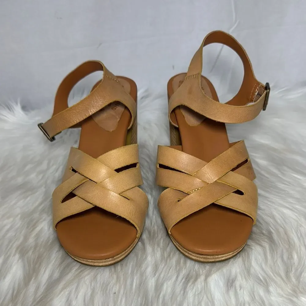 Korks Hutton NWOT Tan Leather Ankle Strap Sandals‎ Sz 11